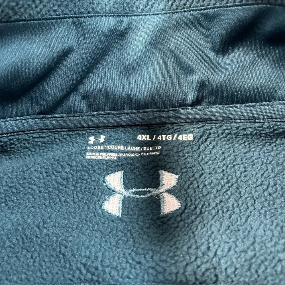 Under Armour 1/4 Zip Pullover 4XL Teal Fleece Loose Fit Mock Neck Quarter Zip